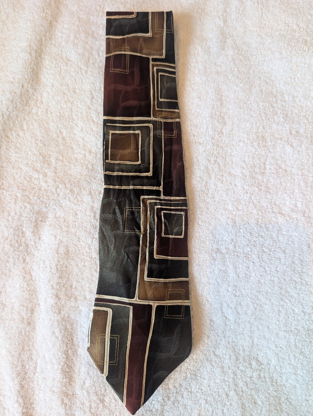 Arrow USA 1851 100% Silk Geometric Tie Earth Tones 58"